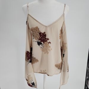 Cream Flowing Spaghetti Strap Tank w Wings (s)
